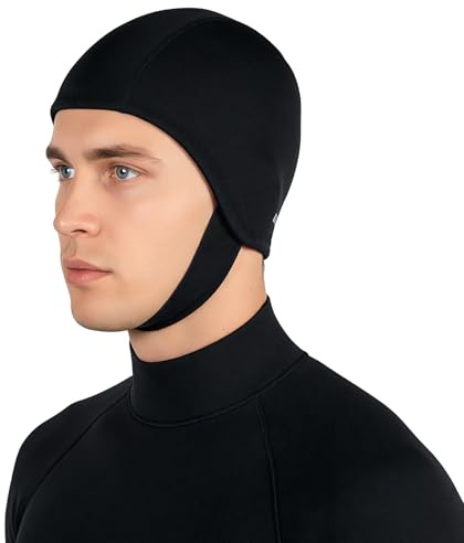 Dizokizo Neoprene Diving Hood for Men Women, Thermal Wetsuit Hood Swim Cap with Chin Straps, 3mm Diving Headgear Surfing Head Cover for Water Sports Scuba Snorkeling Kayaking Sailing (L)