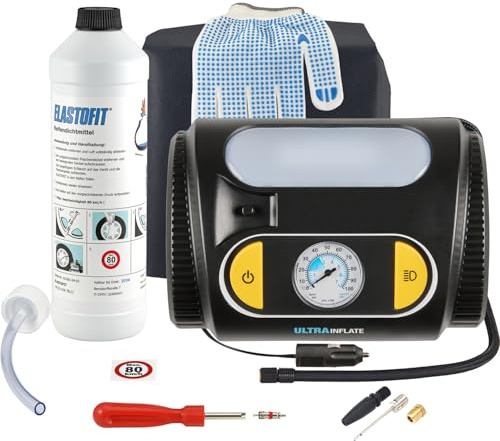 ELASTOFIT XT510 Reifenpannenset 700ml Reifendichtmittel 12V Kompressor | Reifenreparaturset PKW SUV Wohnwagen 10 Jahre haltbar