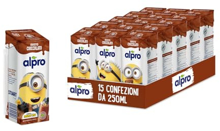 Alpro Minions, Bevanda a base di Soia al Gusto Cioccolato, 100% Vegetale, con aggiunta di Calcio e Vitamine - 15 Confezioni da 250 ml