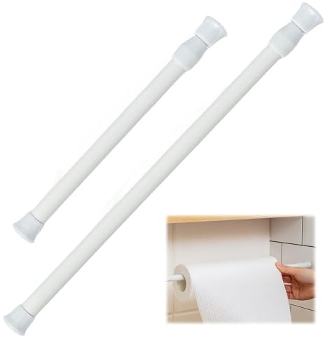 2PCS Net Curtain Rod,38-65cm Small Tension Rods for Curtains, Tension Rod, Tension Rods for Net Curtains,No Drill Curtain Pole Extendable White Small for Kitchen, Windows, DIY Projects