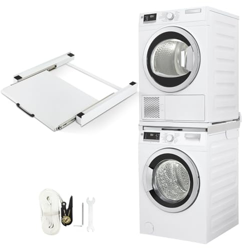 Peviasot Zwischenbaurahmen Trockner Waschmaschine, Stapelset Waschmaschine Trockner mit Ausziehboden, Verbindungsrahmen Waschmaschine Trockner Universal, für Waschmaschine und Trockner
