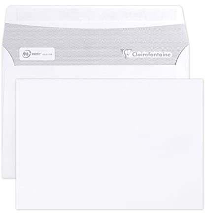 Clairefontaine 5946C - Karton mit 500 Umschlägen C6-114x162mm, selbstklebend, 80g, Weiß, 1 Karton