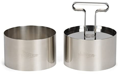 Patisse 2104 Servierringe-Set aus Edelstahl mit Andrücker, 2 teilig, 5,5 x 9 cm, Silber