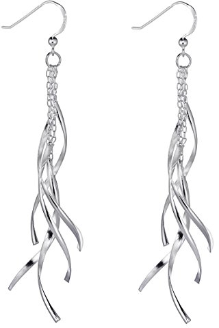 MATERIA Damen Ohrhänger Spirale 92mm - 925 Sterling Silber Ohrringe hängend lang mit Geschenk-Box SO-93-Silber