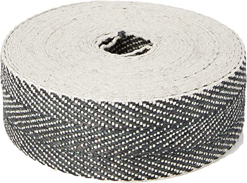 Pandoras Upholstery 1-Piece 10 m Herringbone Webbing Roll, Black and White