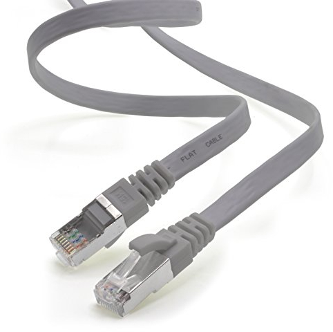 1aTTack.de 0,5 m - gris - 1 pièce Câble plat CAT.7 Gigabit Ethernet LAN (RJ45) câble réseau câble brut (10Gbit/s) câble d'installation plat mince compatible avec Cat.5 - Cat.5e - Cat.6