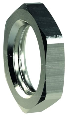 RIEGLER 136700-MSN238M20 Sechskant-Gegenmutter, M20x1,5, SW 27, Messing vernickelt, 1Stk