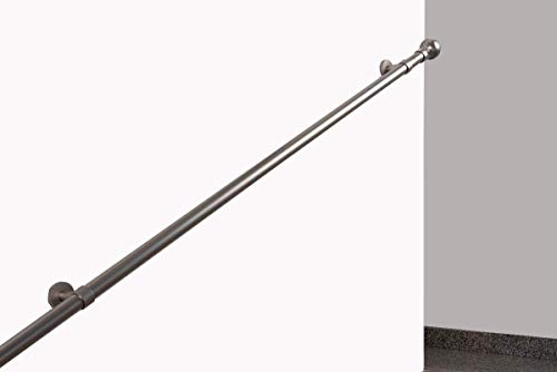 InCasa Handlauf Durchmesser 28 mm, Länge: 160 cm, gebürsteter Edelstahl – Belastung bis 130kg – komplett