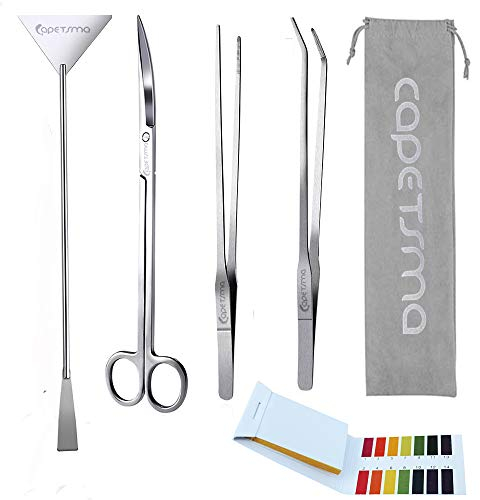 Capetsma Aquascaping Tools, Long Stainless Steel Aquarium Plant Tools Aquarium Tweezers Scissors Spatula Tool Set Bonsai Kit Algae Scrapers Aquarium Cleaning Kit for Fish Tank Starter kit