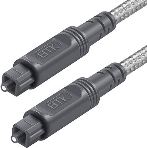 EMK Optisches Kabel Optisches Audiokabel Digital Toslink Kabel Spdif Kabel Kompatibel mit TV, Soundbar, Heimkino und Mehr (Geflochtene Baumwolle Toslink Weiß, 5M)