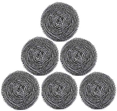 URSMART Scheuerschwämme, Scheuerschwamm, Stahlwolle, Schrubber Pad für harte Küchenreinigung – Metallgitter Topfreiniger für Geschirr, Töpfe, Pfannen, Küchenutensilien Reinigungswerkzeug (6 Stück)