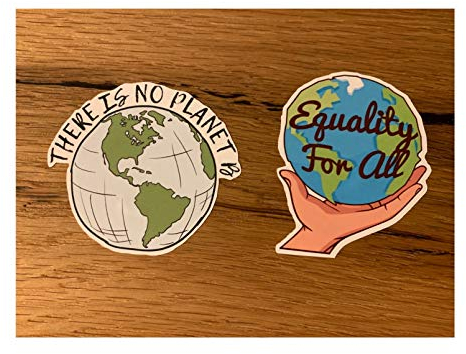 24/7stickers #619 / 2X Welt Aufkleber 6cm Klima Peace No Plan B Umwelt schützen No Plastik Feinstaub Pro Greta Fridays Future Schutz