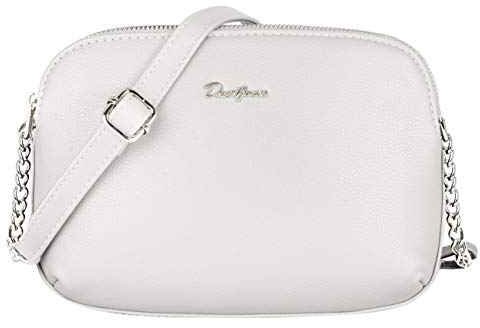 David Jones - Damen Mittelgroße Umhängetasche Viele Fächer - Frau Kleine Schultertasche Zip Reißverschluss PU Leder - Multi Taschen Handtasche - Messenger Crossbody Bag Handy Praktisch Mode - Weiß