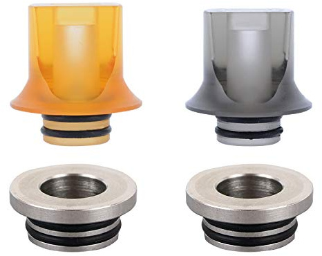 Wolfteeth 2 Pack 510 810 2 en 1 Bouche Plate Drip Tip Alésage étroit, Adaptateur 810, Embouchures pour Dispositifs Vape de Cigarette Electronique, Sans Nicotine Ni Tabac/PEI Jaune + PC Gris 126903