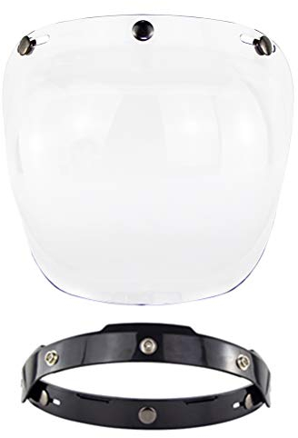 Breale Vintage Motorcycle Open Face Helmet Visor UV Protection Scooter Helmet Bubble Visor Three Snap on Shield Windproof Lens for Motorcycle Helmets Accessories
