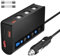 7 in 1 Zigarettenanzünder Verteiler 180W Auto Ladegerät Adapter 12V KFZ Ladegerät 3 Steckdose 24V Mehrfach Splitter DC mit LED Voltmeter Schalter 4 USB Anschlüsse 6.8A für Handy GPS Sitzheizung