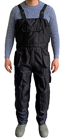 Salopette da lavoro da uomo con bretelle e bretelle, multi tasche, rinforzate, taglia XL