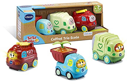 VTech - Tut Tut Bolides, Coffret Trio SOS Nature Play Green, 3 Camions Interactifs, Pompier, Poubelle Et Camion-Benne, Jouet Musical Et Sonore, Cadeau Enfant De 1 an À 5 Ans - Contenu en Français