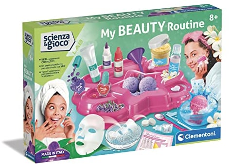 Clementoni Lab-My Beauty Routine-Laboratoire Bébé Parfums, Savons, Masques Visage, Expériences Science, Jeu Scientifique 8 Ans (Version en Français) - Fabriqué en Italie, Multicolore, 19316