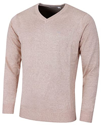 Calvin Klein Mens V-Neck Soft Sweater - Caramel Marl - XXXL