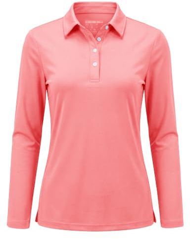 TACVASEN Damen Poloshirt UPF 50+ Langarm Golf Langarmshirt UV Schutz Polo Shirt Schnelltrocknend Sportshirt