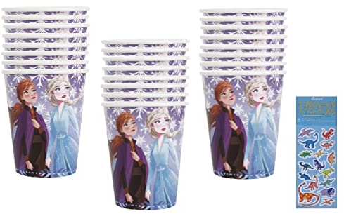Unique Frozen Elsa Anna Geburtstagsparty-Zubehör-Set mit Party-Pappbecher, 24 Stück