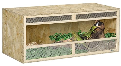 PawHut Terrarium en Bois OSB pour Reptiles avec Porte coulissante en Verre - 120 x 50 x 50 cm