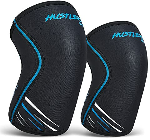 Hustlers Only Ginocchiere per sollevamento pesi con neoprene da 7 mm, per squat e sollevamento pesi, a doppio strato, per supporto del ginocchio, per uomini e donne (XL, nero OG)