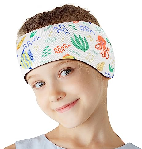 HeySplash Schwimmen Stirnband Kopfband, Ohren Schutz Neopren Band mit Hohe Elastizität und Klettverschluss Schwimmband Ohrenband für Kinder Erwachsener Schwimmen Surfen Wasserski- M, Beiger Oktopus