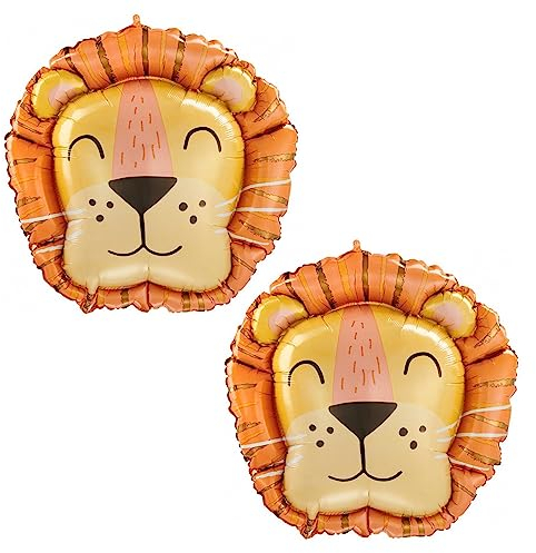 Lion Balloons 31inch Lion Foil Balloons Animal Party Balloons Cartoon Animal For Kids Birthday Lion Woodland Balloons Jungle Safari Theme Party Decorations 2pcs