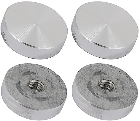 QUARKZMAN 30mm Aluminium Disque x 4pcs Circulaire Disques Matériel pour Porte Verre Table ou Chaise, [Argent Ton, Filetage M8 ]