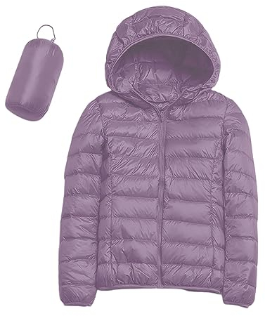 Dislsokrhov Damen Windjacke Leichte Übergangsjacke Strickfleecejacke Bunt Softshelljacke Gefütterte Regencape Laufen Sommerjacke Teenager Regenkombi Dünn Regen Wetterjacke Lila, XL