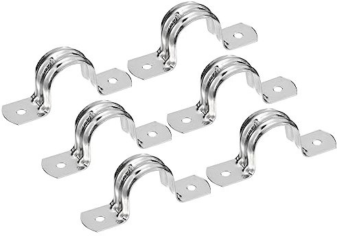 sourcing map 18pcs 20mm Attache Fixer Grillage Rigide Traille Tube Collier Serrage Clip Fixation pour Tuyau Inox Acier 2 Trou U Forme Support