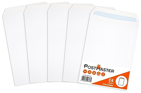 Postmaster Briefumschläge, A4, haftklebend, 100 g/m², weißes Papier, 25 Stück