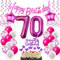 Deko 70. Geburtstag Frauen Luftballons - Geschenk und Tortendeko für Frau - Rosa Dekoration für 70 Jahre