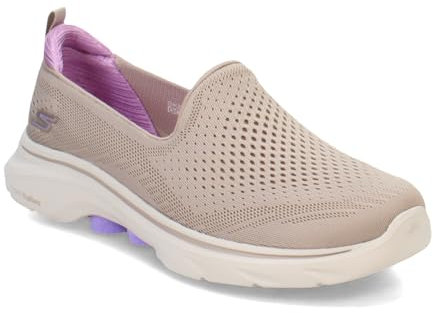 Skechers Go Walk 7 Vina, Zapatillas Mujer, Taupe Textile/Lavender Trim, 37.5 EU