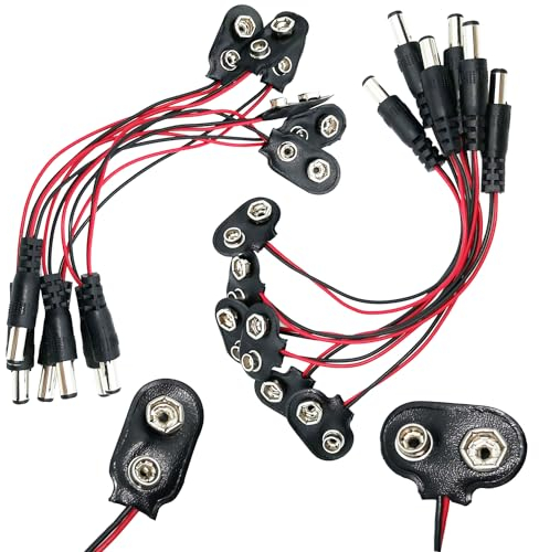 Adattatore per batteria 9V, CESFONJER Cuoio Clip per batteria Connettore per fibbia per strumenti di illuminazione Telecomando Piccolo prodotto elettronico Cavo da 15cm(6 I-type, 6 T-type)