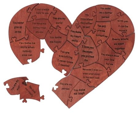 Wooden Heart Puzzle, 20 Reasons Why I Love You Valentine's Day Puzzles, Engraved Text Wooden Love Puzzle With Storage Box, for Fiancre, Boyfriend, Girlfriend