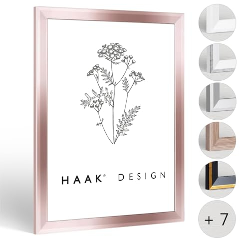 Haak Bilderrahmen schmal RICO 21 X 29,7 cm (DIN A4) Rosegold Rahmen für Poster Puzzle Bilder Elegant