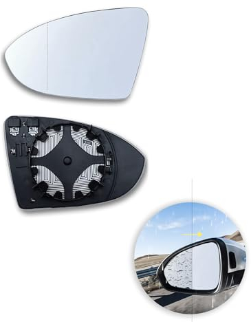 OMIGA Vidrio Cristal Retrovisor para Golf 7 Calefactable Asférico Espejo Retrovisor Coche Lado Izquierdo del Conductor Reemplazar Lente de Marcha Atrás con Placa de Soporte
