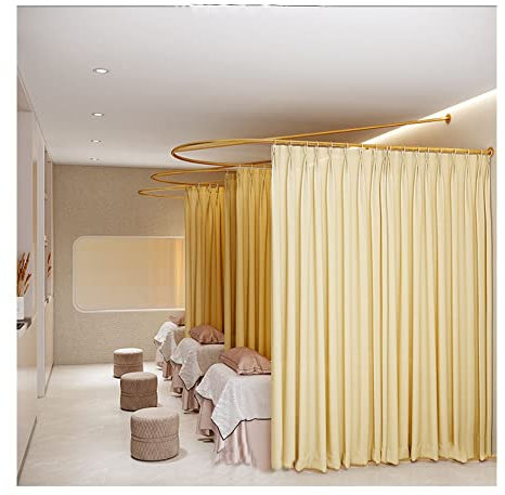 Schönheitssalon-Raumteiler-Vorhang, Trennwand, Bildschirmschutz, Sichtschutzvorhang und Metall-Stützstangen-Set für Schönheitssalon, Mall, Salon, Lounge, Trennvorhang (Farbe: Gelb, Größe: 230 x 100 x