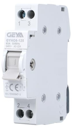 GEYA Umschalter 1P 63A Lasttrennschalter Dual Power Manual Transfer Isolating Switch AC 240V Manueller übertragungstrennschalter manuellen doppelleistungstransfer trennschalter DIN-Schiene Montage