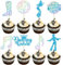 Gyufise 24Pcs Dancing Queen Cupcake Toppers Glitter Disco Ball Music Note Dance Cupcake Pick Decorations for Vintage Disco Dancing Theme Wedding Women Birthday Party Cake Decorations Supplies Blue
