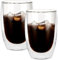LTXDJ Double Walled Glass Coffee Mugs, 2 Pack Cappuccino Cups Coffee Glasses Tea Cup Milk Cup Gift for Christmas Thanksgiving Birthday (Handleless-350ML)