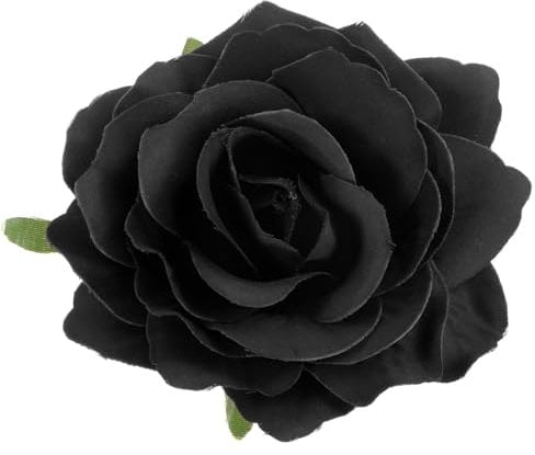M METERXITY Rose Hair Clip, 4.33 Inch Flower Hairpin Fabric Floral Brooch for Bridal Wedding/Party/Women, 11cm, Black