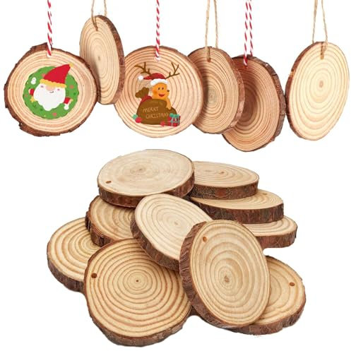 40 Stück Holzscheiben 4-5CM, Runde Baumscheiben Zum Basteln, Untersetzer für DIY Handwerk, Hochzeit Mittelstücke