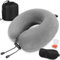 Cuscino da viaggio, Cuscino collo in memory foam, Cuscino di supporto, Cuscino Cervicale da Viaggio per Auto, Viaggio con Maschera per gli Occhi e Tappi per le Orecchie, Borsa da Viaggio (Grigio)