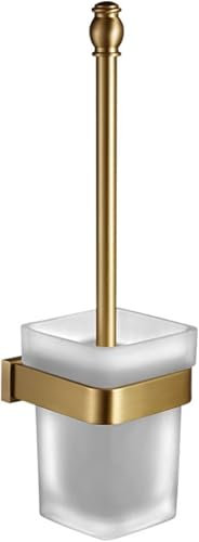 ESHINEDE Juego de portaescobillas for baño, soporte for escobilla de baño de latón, juego de estante for cepillos limpios for baño montado en la pared, desatascador de inodoro negro y dorado cepillado