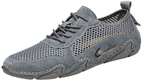 Generisch Outdoor-Sportschuhe für Herren für den Außenhandel, lässige, rutschfeste Wanderschuhe, atmungsaktive Mesh-Herrenschuhe wasserdichte Schuhe Herren Fahrrad (Grey, 46)