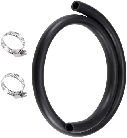 TOP-VIGOR Tubo in gomma per olio lubrificante, 16 mm x 21 mm x 1 m, tubo in gomma, tubo per acqua con 2 morsetti per irrigazione, piccole attrezzature, per esterni, giardino, colore nero